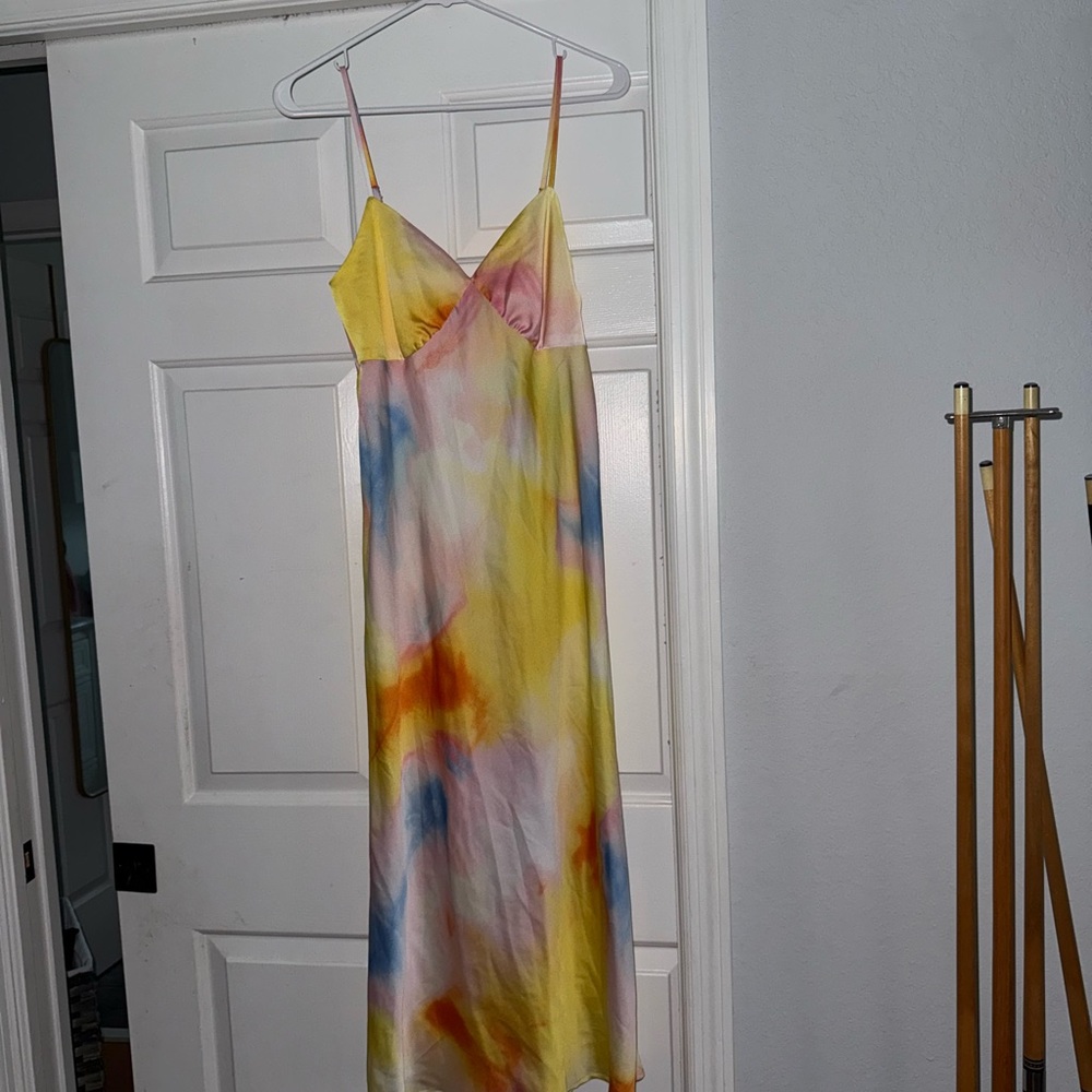 Diane Von Furstenberg Yellow and Pink Tie-Dye Maxi Dress
